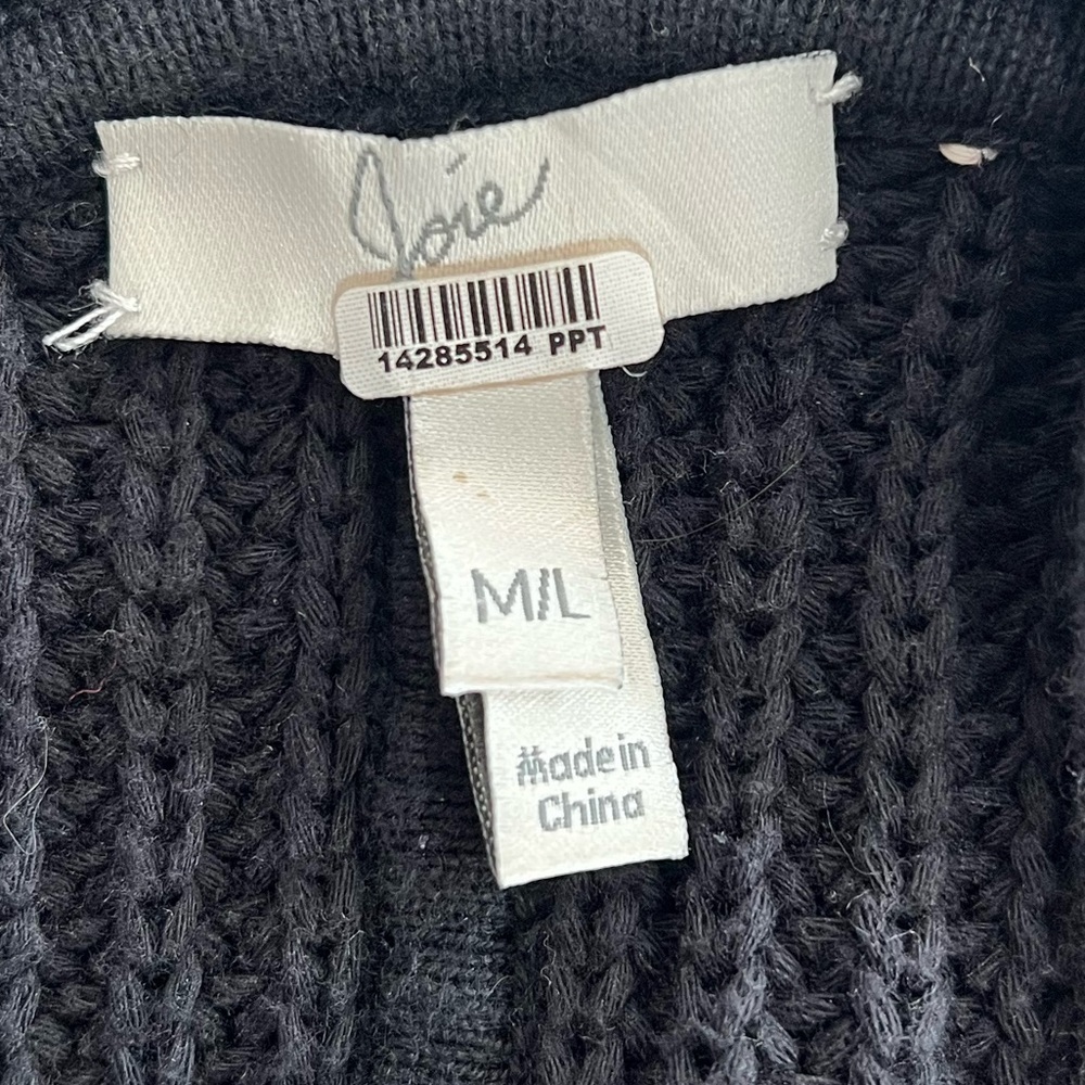 Joie Jolana Black, Grey, White Knitted Cardigan with elbow Sleeves Size M/L - Picture 14 of 15